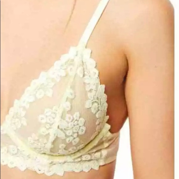 32C NWT Free People Veronica Yellow Lace Underwire Bra - Picture 2 of 12